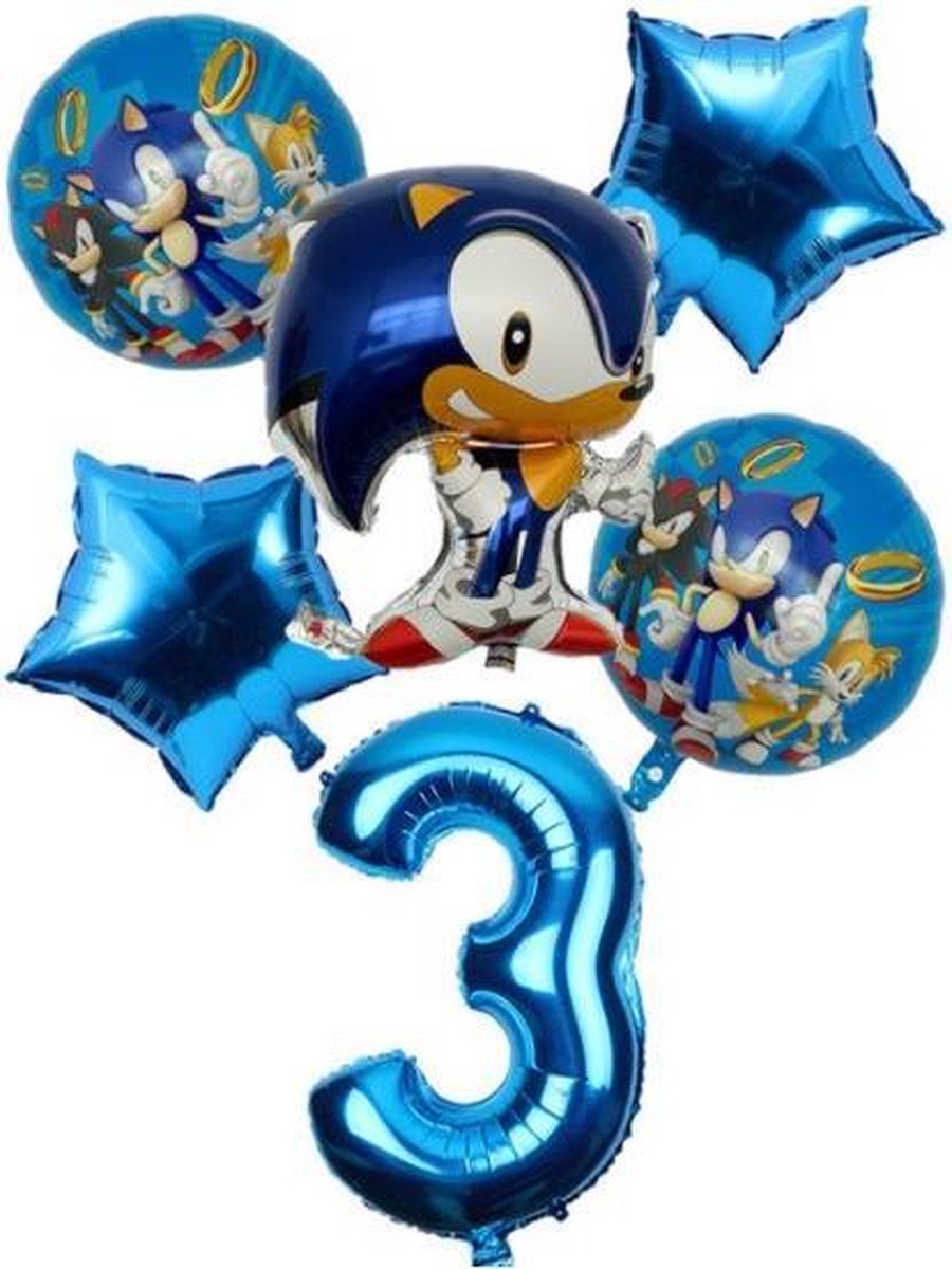 Sonic The Hedgehog Ballonen 3 Jaar|Ballonnen set | 5 Stuks Confetti Ballonnen | 5 Stuks Latex Ballonnen